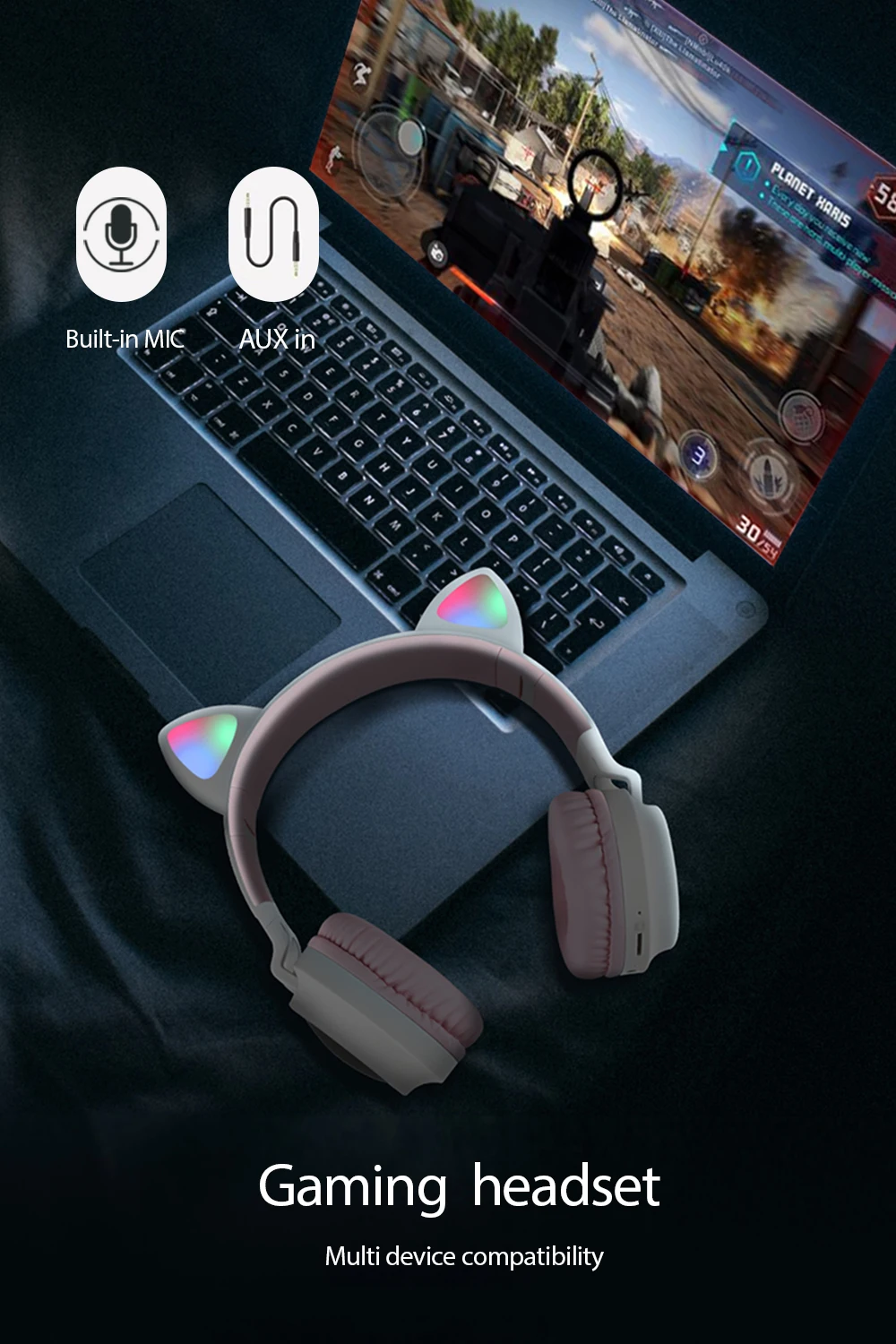 2020 Christmas gift Colorful tws bluetooth 5.0 Earphone gaming headset noise cancelling wireless headphones with microphone