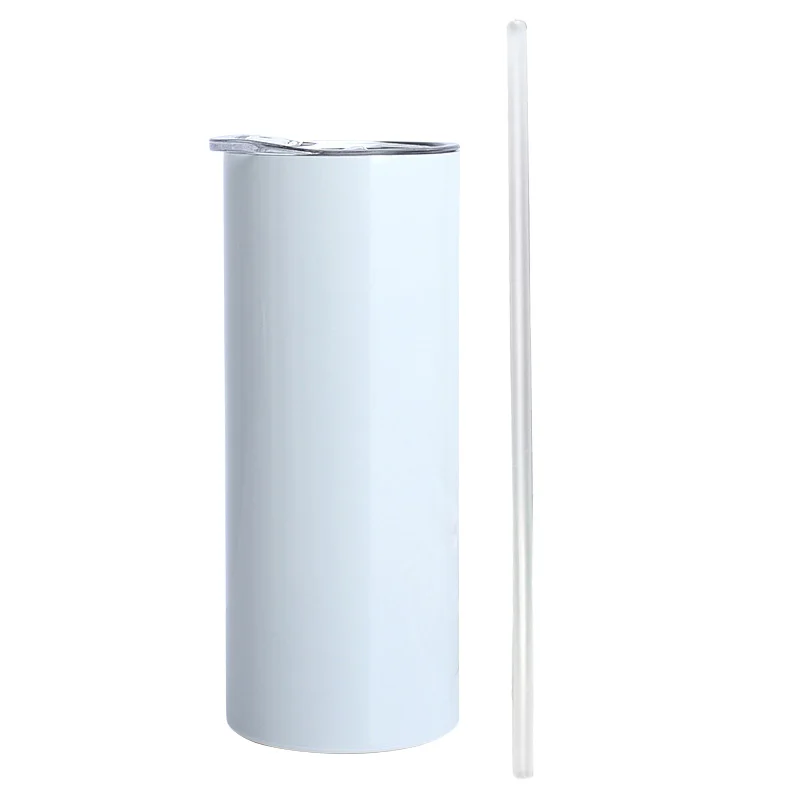 

Sublimation Blanks Double wall White 20oz 30oz Stainless Steel Sublimation Blanks Straight Skinny Tumbler With Lid and Straw