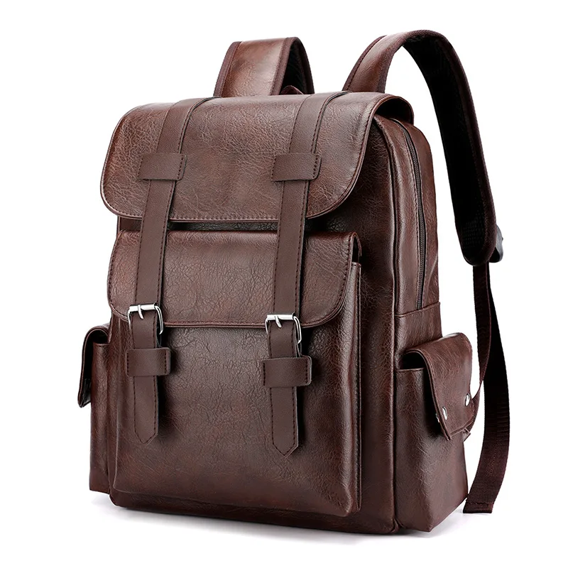

Trend Fashion School Backpacks Hot Popular PU Leather Travel Hiking Shoulder Backpack Big Capacity Leather Shoulder Bag