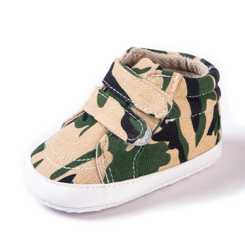 

BB0027 Handsome camouflage toddler baby canvas shoes 0-12months high-top boys and girls baby casual shoes, Army green/grey/blue/red