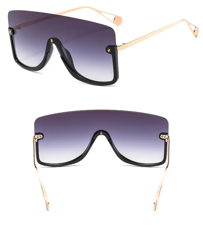 mocoo欧美时尚半框金属眼镜超大号一体式镜片男女太阳镜2020