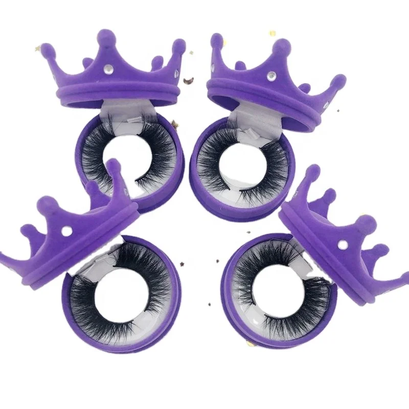 

2021 New crown shape eyelash case for 3d 5d 8d faux mink eyelashes customized lash box cheap price Chinese vendor, Black