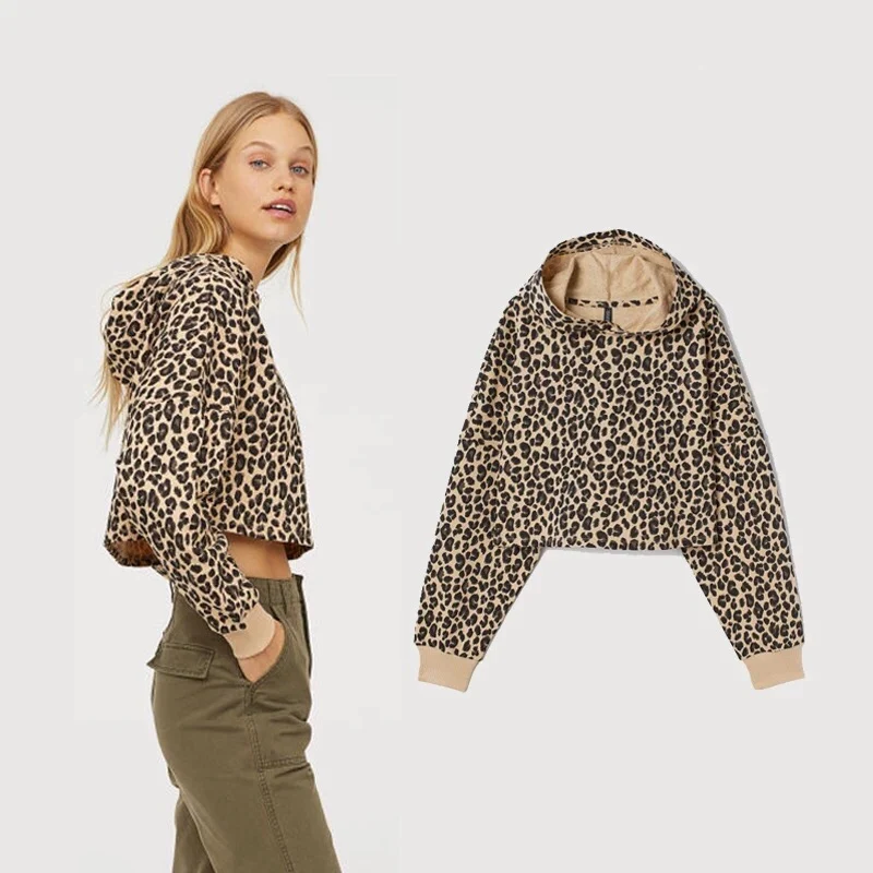 

women sexy hoodie leopard sweatershirt