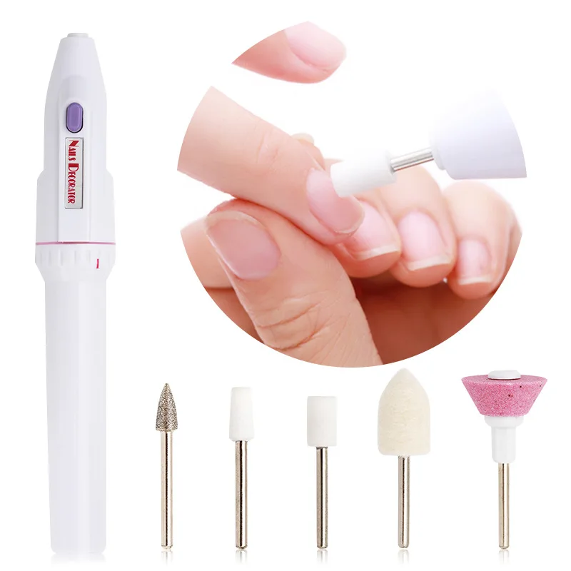 

Manicure portable nail battery polisher Mini written test nail polisher electric nail removing and exfoliating polishing tool, White