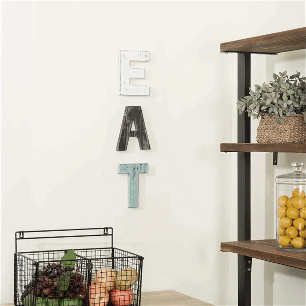 Rustic multicolor cutout EAT letters decor custom design hot selling wooden letter christmas decorations