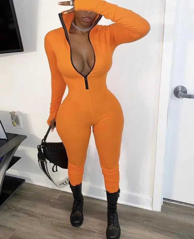 

2020 new arrival autumn collection long sleeve ribbed women sexy jumpsuit