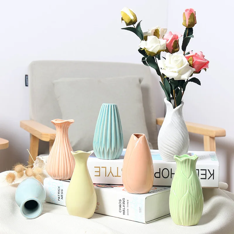 

Small colorful Fresh Ceramic Vases Modern Simple Living Room Home decor Dry Flower small decorative items Ornament Mini vase