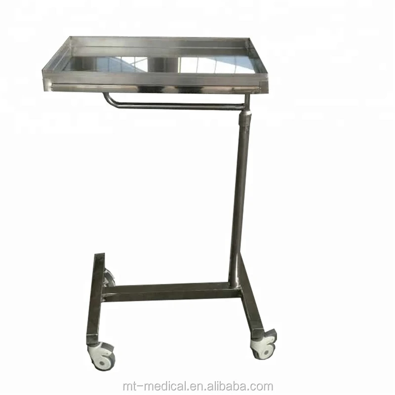 Clinic Furniture Stainless Steel Medical Tray Mobile Stand Surgical Mayo Table Medical Medicine