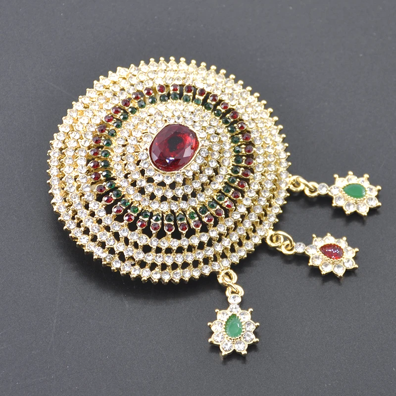 

Gorgeous full diamond brooch plus size women's hairpin jewelry antique gold oval brooch hat badge hijab brooch