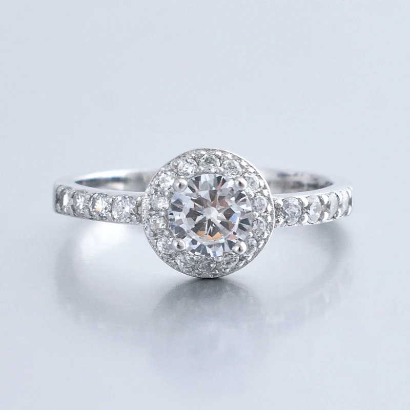 

Luxury Couple White Gold Diamond 925 Sterling Silver Sample Engagement Wedding Rings