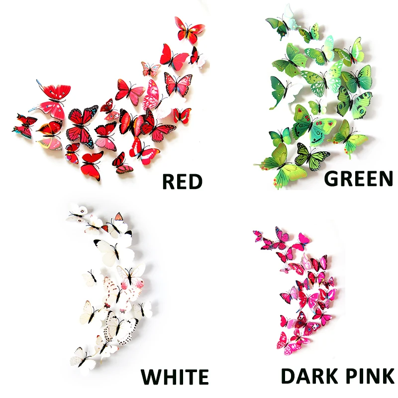 Details about   12PCS del PVC 3D del imán de las mariposas etiqueta de la pared DY Inicio