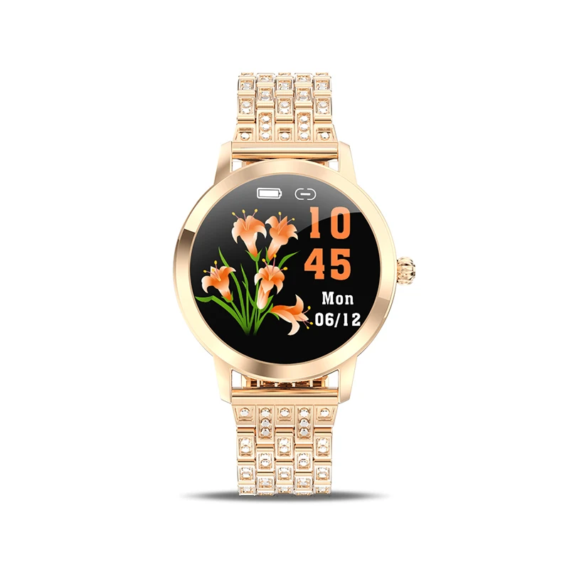 

2021 diamond steel strap ladies smartwatch LW10 with blood pressure private customized watches face women smart watch PK KW10