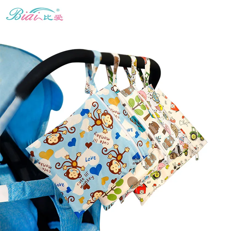 

Waterproof baby cloth diaper nappy bag Washable PUL printed fabric zipper wet bags for cloth baby diapers, Various of colors for your reference