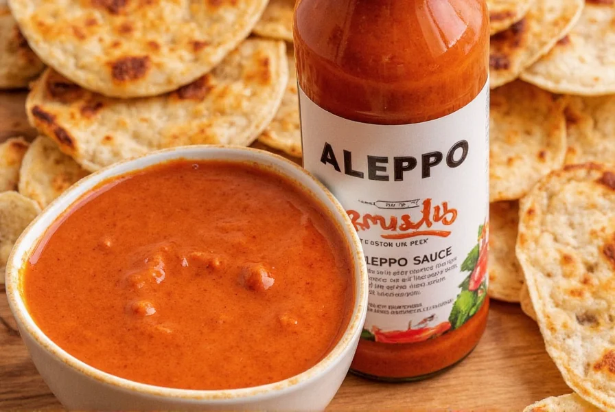 Various bottles of Aleppo sauce on display
