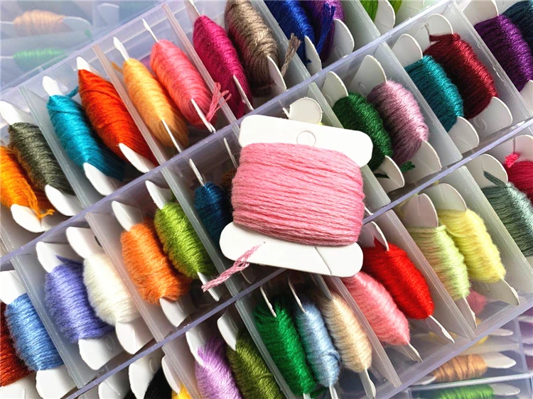 97pcs HALLO Embroidery Floss,Embroidery Thread String Kits 24 Big Skeins Premium Rainbow Floss Bobbins and Cross Stitch Kit with Organizer Storage Box 
