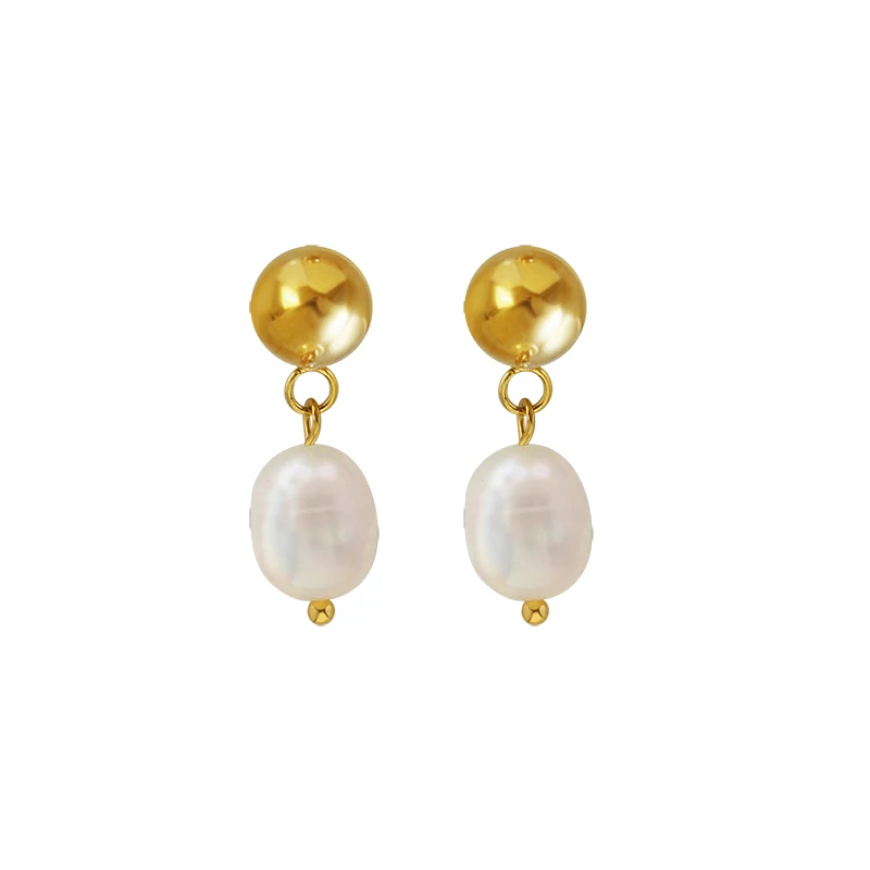 

Freshwater Pearl Texture Small Earring Jewelry Earring Titanium Steel Color 2023 Pearl Earrings