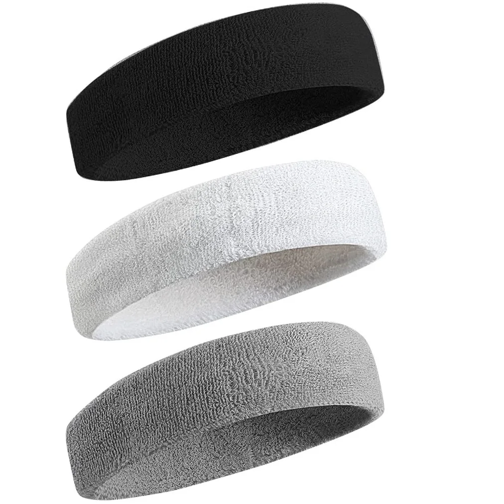Custom Logo Men's Performance Cotton Headband Moisture Wicking Athletic Sweatbands Sports Headband