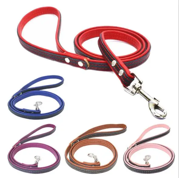 

Dropshipping Soft Touch Double Colors Handmade Rope Luxury Dog Leash Leather