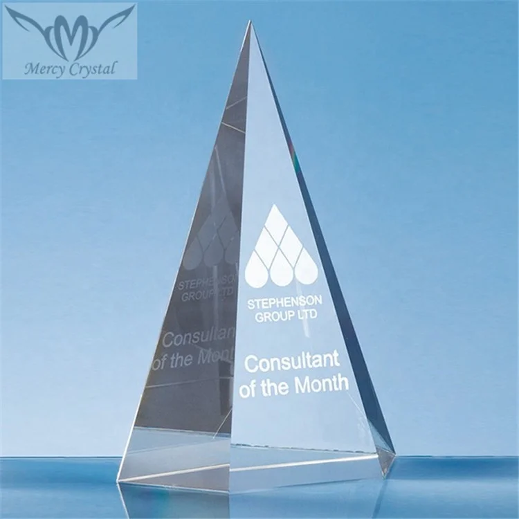 

Tower Crystal Engraved Pyramid Trophy for Elegant Company Corporate Awards, Clear(oem available)