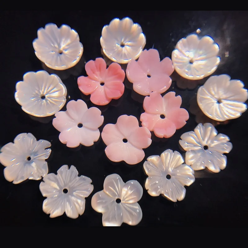 

Multicolor Pearl Shell Flowers large size 20mm 30mm hand craved shell flower for jewelry making mother of pearl shell