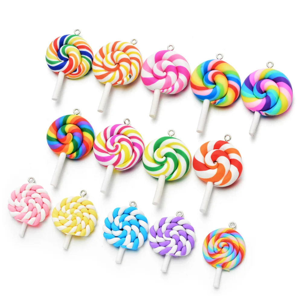 

10pcs/bag Cute Lollipop Charms Pendants for Handmade Decoration Bracelets Necklace Earring Keychain Jewelry Making Lucky Charm, Picture