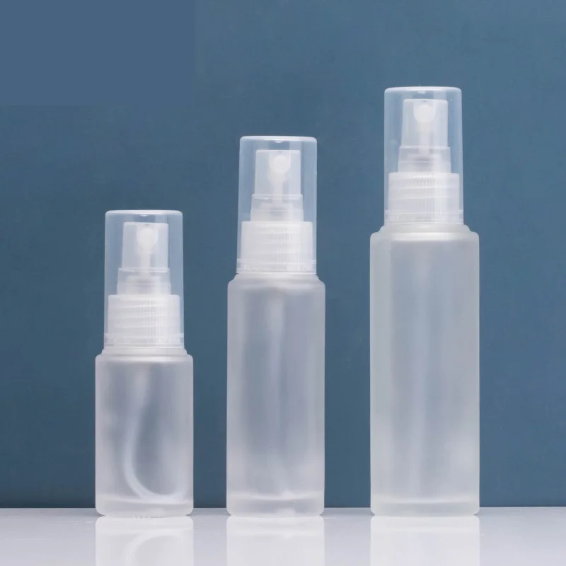 

Zhejiang Ningbo 20 30 50ml frosted clear perfume tonic cosmetic private label glass spray bottle