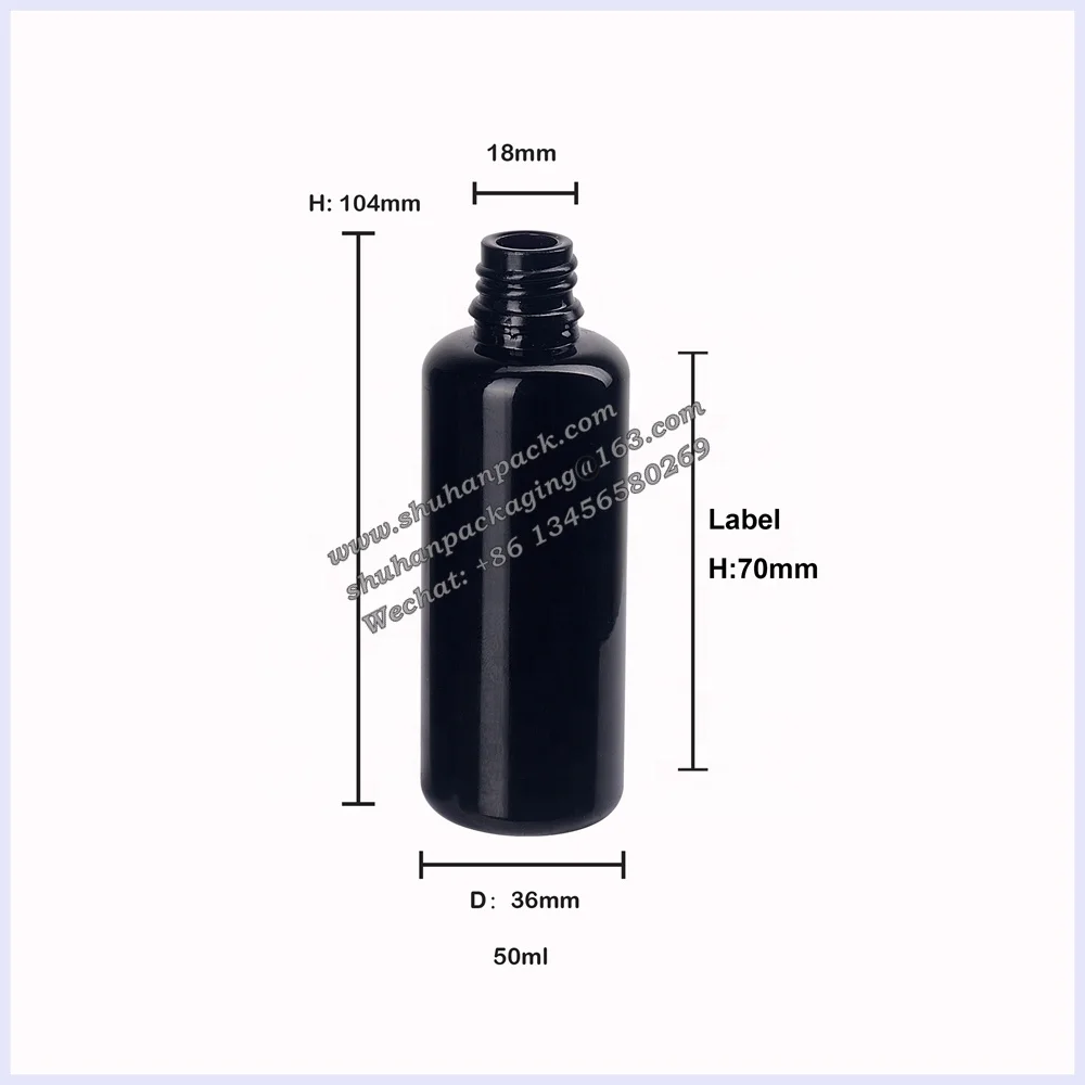 
empty cosmetic packaging violet black optical glass bottle 50ml essential oil dispenser 