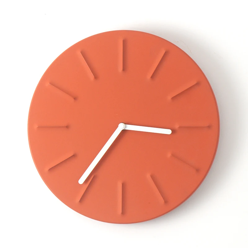 

China luxury modern custom print wall art clock design home decoration concrete wall clock for interior decor, Mint green, orange powder,customized color