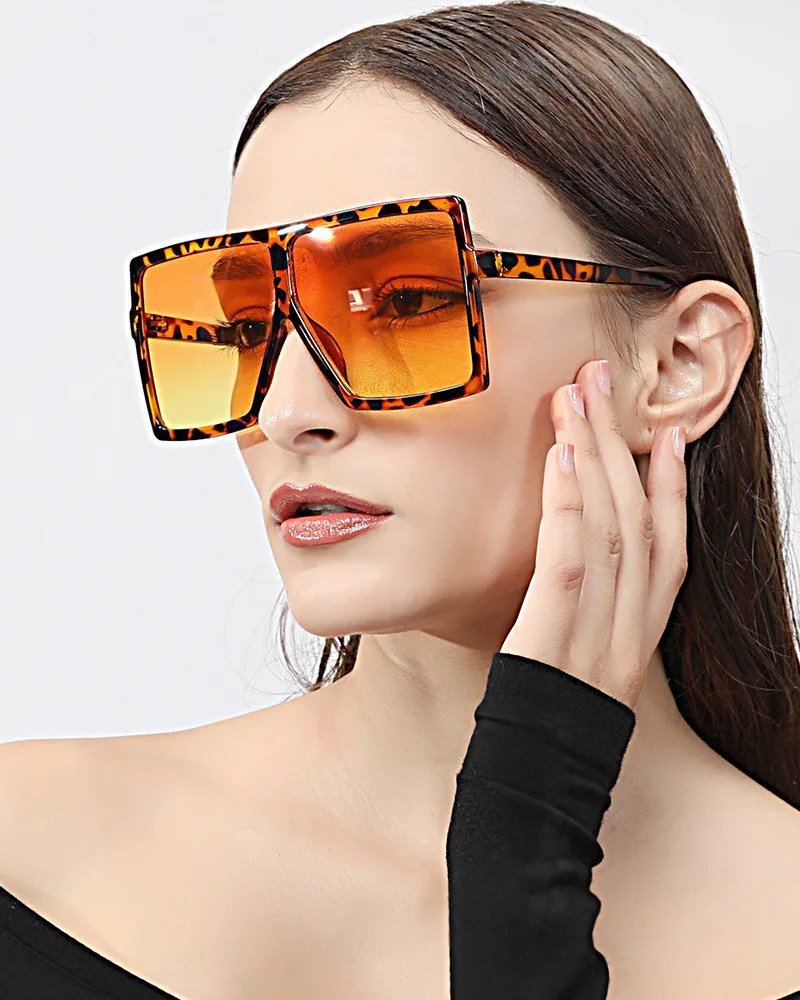 

New Unisex Black Oval Sun Glasses Vintage Luxury Brand Designer Women Big New Fashion Square Sunglasses, As picture shown