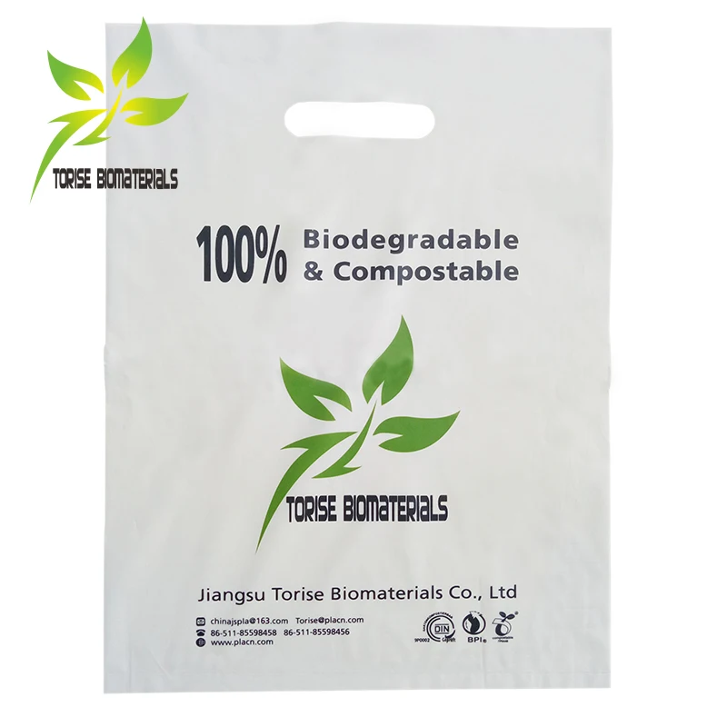 promotion die cut biodegradable compostable plastic shopping bags, View