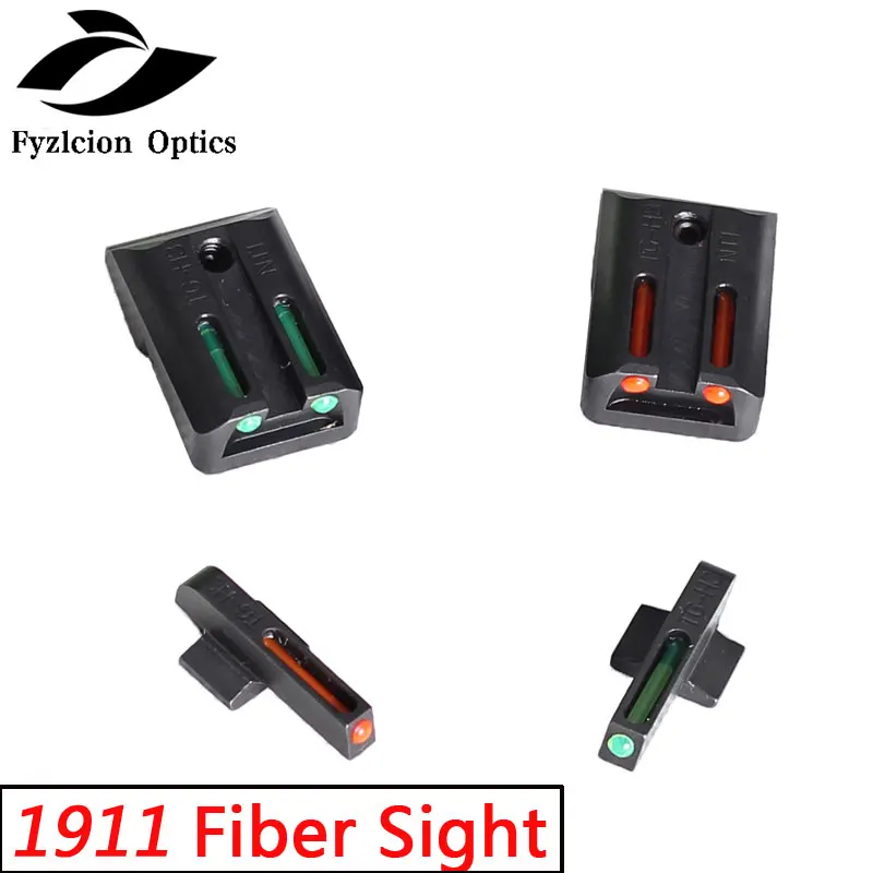 

Tactical Day Night Real Fiber Optic Sight Orange Green Front Rear Fiber Sight for Hunting 1911 CUT .270/.450 Gun Pistol Handgun, Black