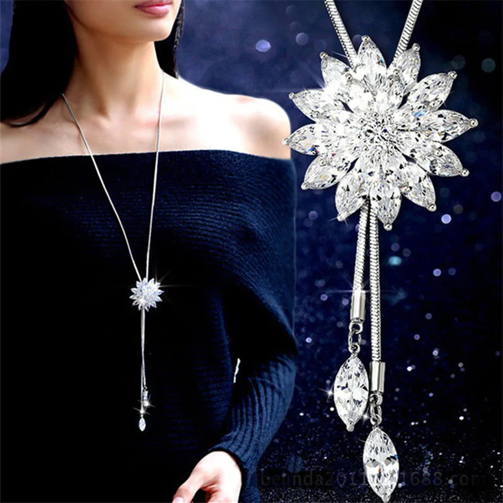 

New Temperament Wild Long Crystal Tassel Necklace For Women With Clothes