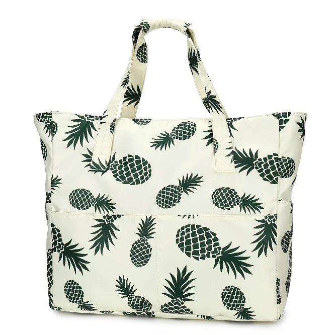 

Pineapple Fashion Waterproof lining Shoulder Straps Multiple Pockets for Storage Large Beach Bag
