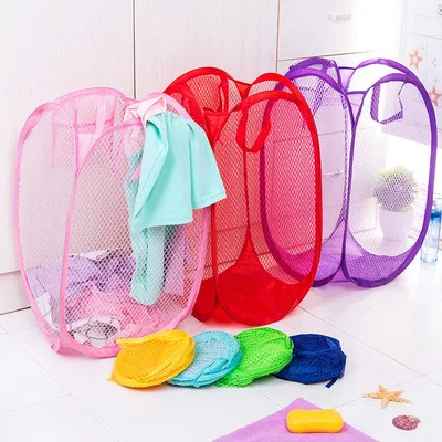 

Home Housekeeping Up Washing Clothes Bin Bag Clothes Multi Colour Storage Foldable Mesh Laundry Basket