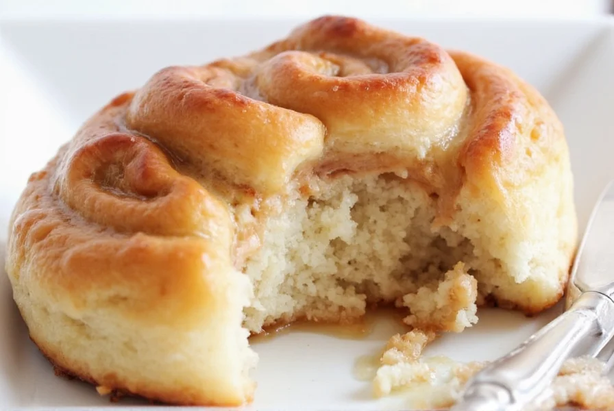 Close-up of perfectly glazed cinnamon rolls with visible swirls and smooth icing