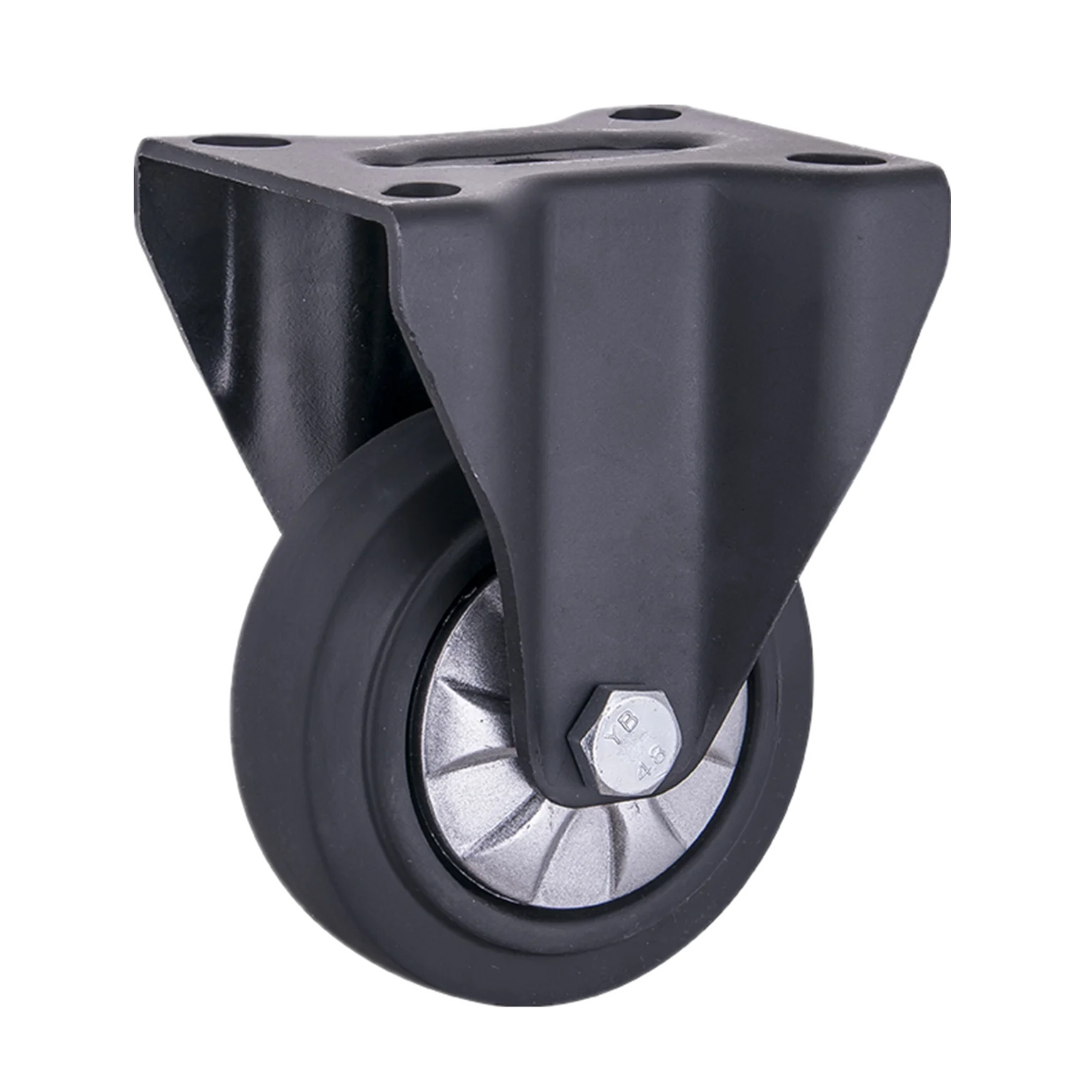 4"  Retractable Warehouse and Transportation Trolley Swivel Total Brake Black Elastic Thermoplastic Rubber Caster