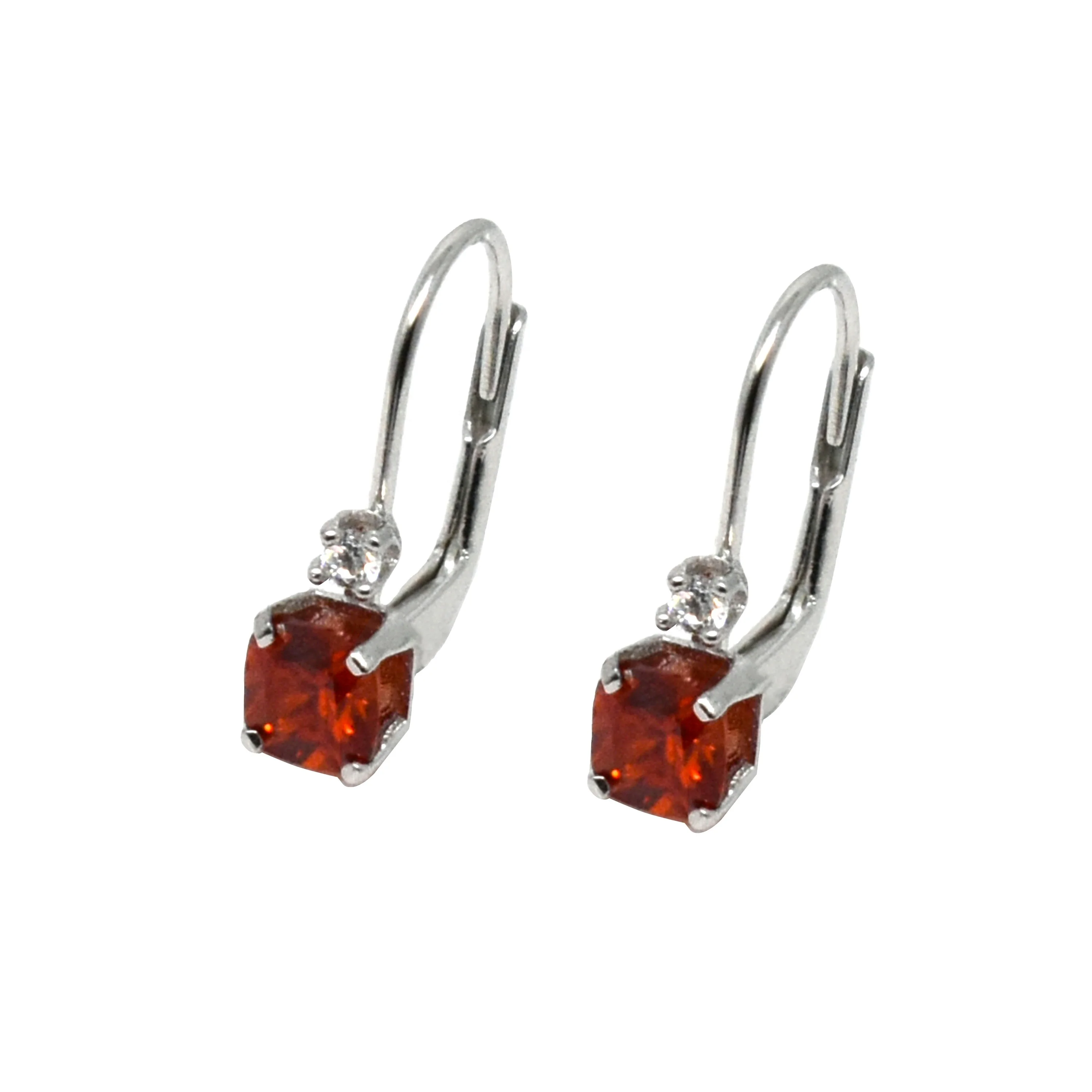

Earrings 925 Silver 2019 Women Leverback Cubic Zirconia Ruby Stone Earring
