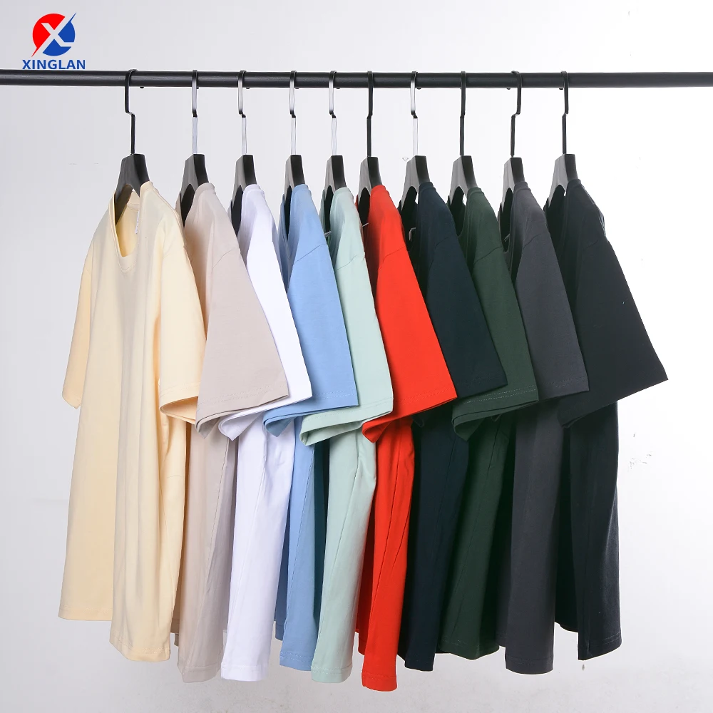 Xinglan Wholesale Men Blank T-shirt Custom Quality Cotton Loose Drop Shoulder Oversized T Shirt