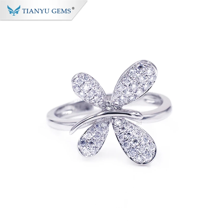 

Tianyu gems fashion jewelry lovely butterfly shape moissanite diamond gold ring design for girls
