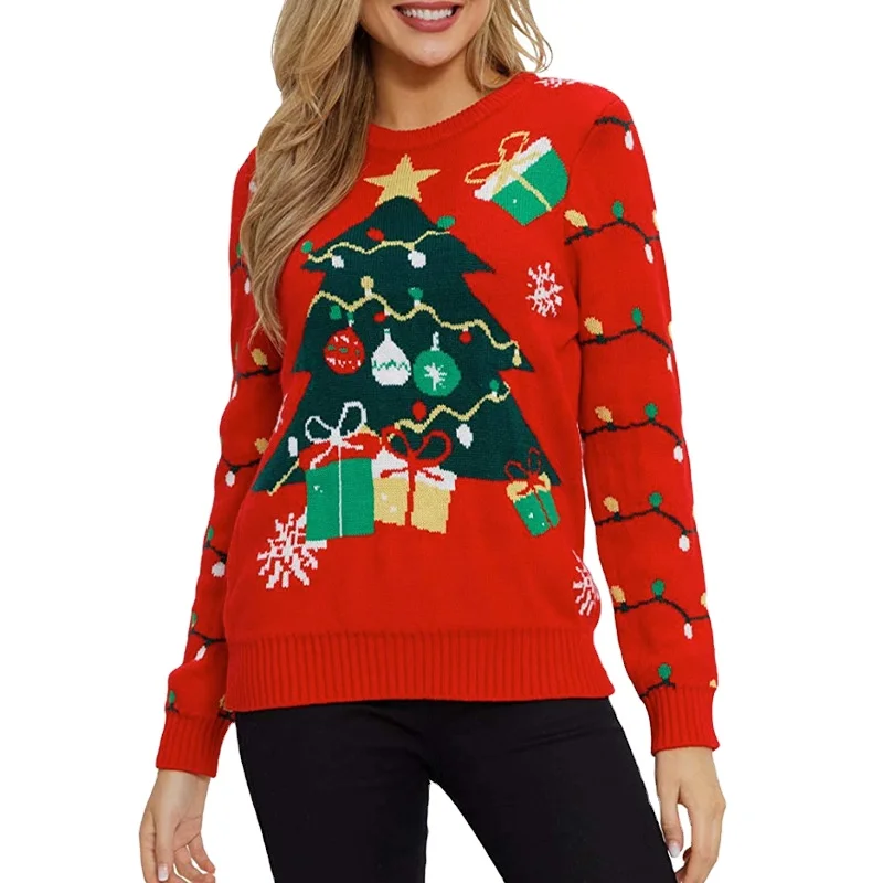 

CainNan wholesale custom knit christmas tree snowman christmas sweater christmas sweater jumpers sueter de navidad