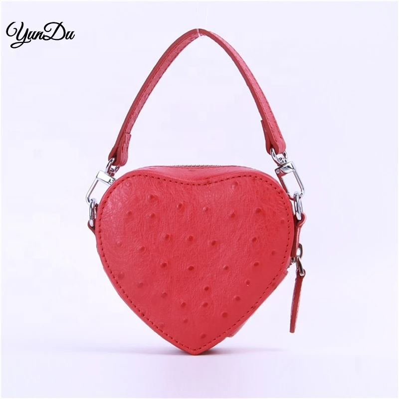 

Latest New Designer Heart Shape Faux Ostrich Women Bags Handbag Genuine Leather Lady Crossbody Mini Bag, Customize