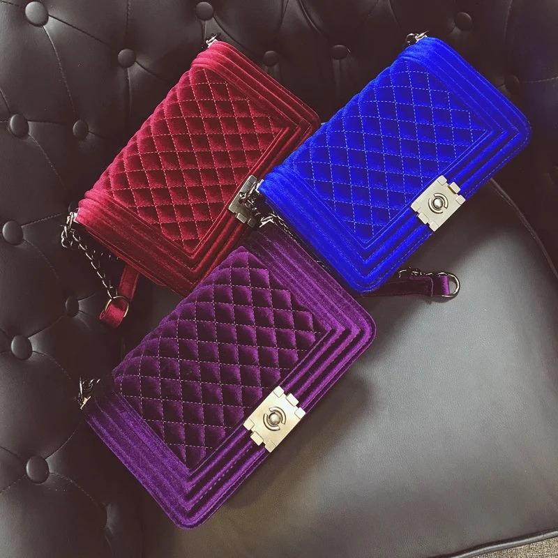 

2020 Latest fashion ladies velvet purses mini solid colors jelly woman bags luxury handbags for girls, 9 colors