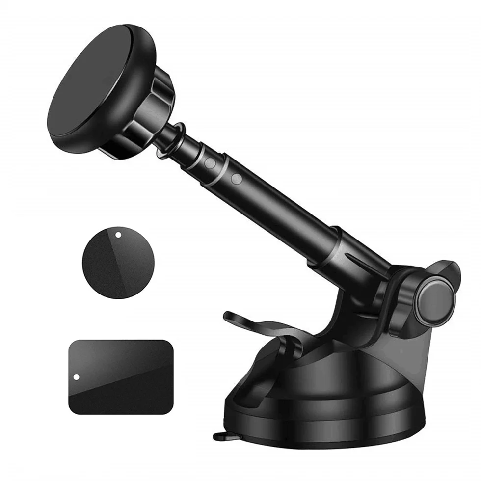 

Car Dashboard Windshield Phone Holder Magnetic Car Phone Mount With 6-Strong Magnets And Metal Telescopic Arm