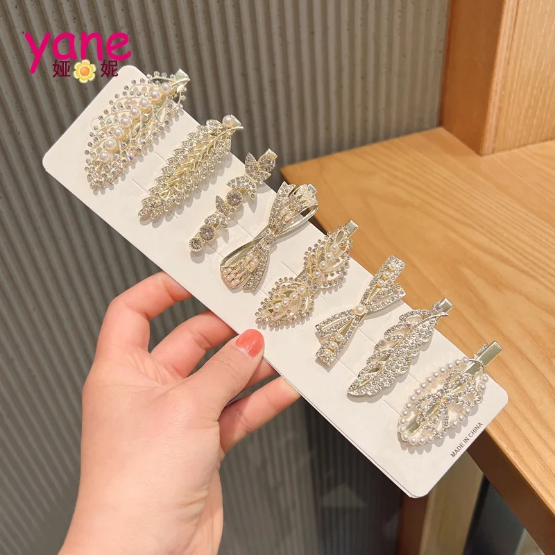 

New arrival hair clips with rhinestones women pearl clips hair pins