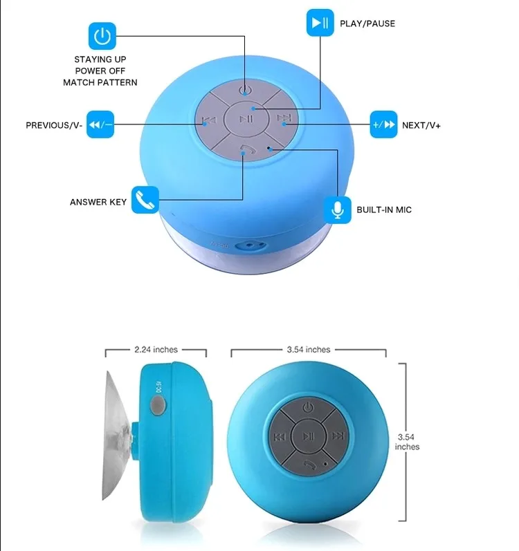 Wholesale 2020 Bluetooth Speaker with Suction Cup Silicon speaker portable Waterproof wireless speaker - ANKUX.COM