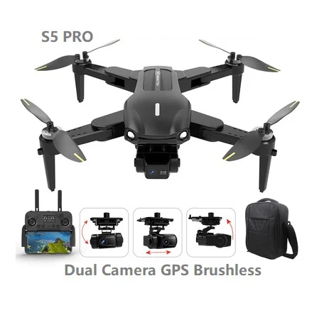 

Dropshipping S5 Pro ESC Brushless 720P Dual camera UAV Optical flow GPS 20 min flight time Auto follow RC camera Drone for Hobby, Black