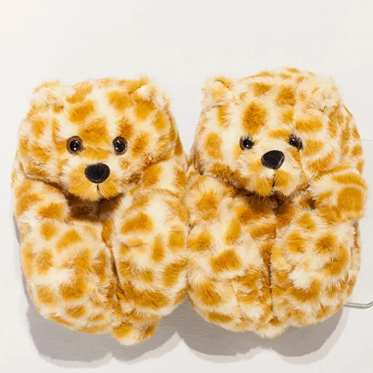 

2021 New Design Lovely Indoor Popular Fur Teddy Bear Slippers, Picture