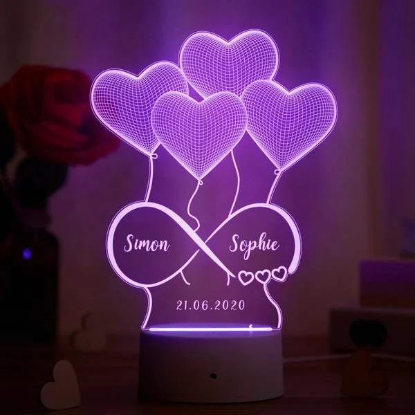 

Valentines Day Gift Personalized 3D Illusion Night Light Table Lamp Valentine Gifts For Couple