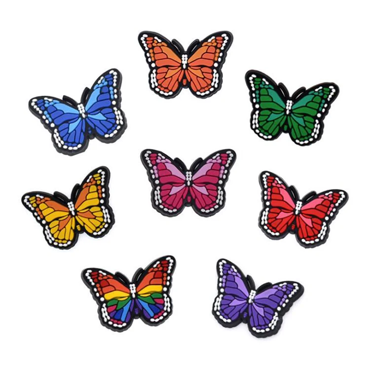 

Colorful PVC soft rubber shoe charms nice butterfly style shoe charms clog accessory shoe decorations, As pictures show