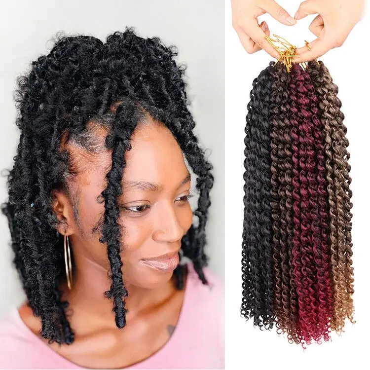 Fast Delivery Ghana 613 Pre Looped Braiding Hair Ombre 18 Inches Long Water Wave Crochet Passion Twist Hair, #1b #t27 #t30 #tbug #t1b/30/27 #t1b/27/613